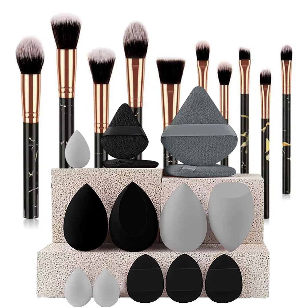 Beauty Queen Makeup - 10 Pennelli per Trucco in Marmo
