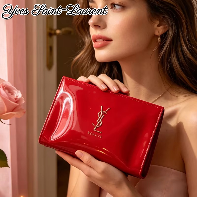 Ysl Beauty Makeup - Pochette Cosmetica YSL in Pelle Verniciata